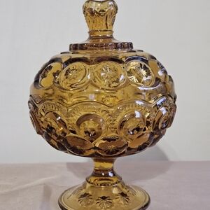 L.E. Smith Moon And Stars Amber Glass